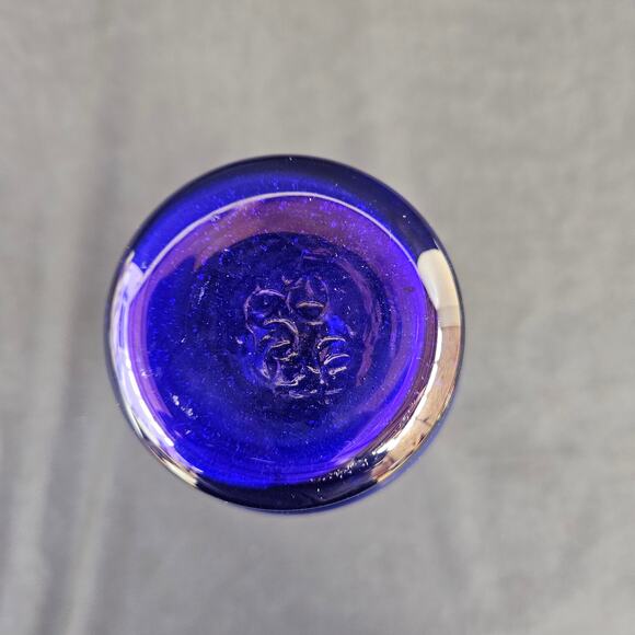 Hut Jakub Tasice Blue Cobalt Gilded Vase with Enamel Hand Painting Czech 8" - Picture 7 of 9